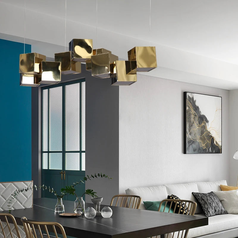 lustre acrylique cube nordique pour restaurant café hôtel - vue 3 sur 6