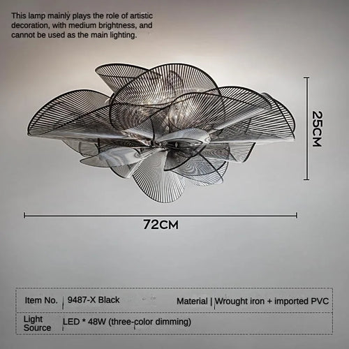 Plafonnier LED en PVC noir pour chambre à coucher - vue 8 sur 9