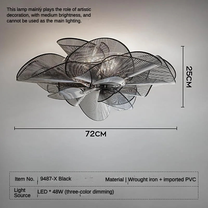 Plafonnier LED en PVC noir pour chambre à coucher - vue 7 sur 9