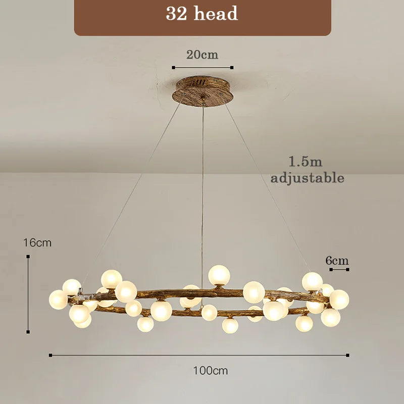lustre de style wabi-sabi en bois artificiel pour intérieur - vue 9 sur 9
