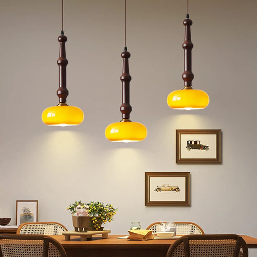 suspension en bois d'hévéa et verre pour intérieur moderne - vue 3 sur 10