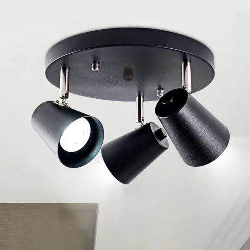 plafonnier industriel rétro à trois têtes en fer simple - vue 9 sur 8