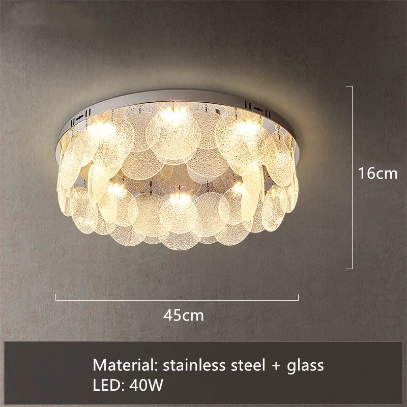 plafonnier led rond moderne en acier inoxydable et verre - vue 10 sur 10