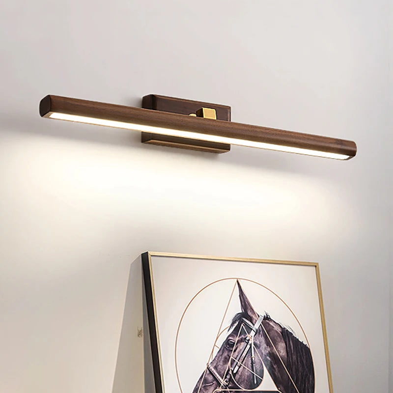 miroir de luxe en noyer led rotatif à 360° applique murale - vue 3 sur 6