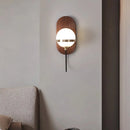Walnut Wood Circular Sphere, Wabi-sabi minimalist Modern style, Wall Sconce light for Bedroom, Bedside, Living, Dining Room