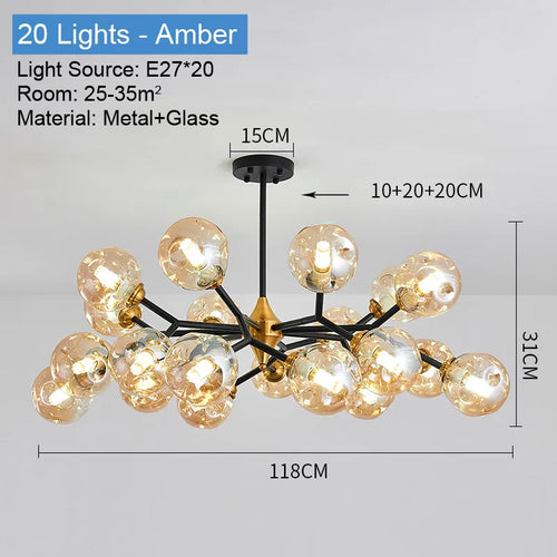 lustre moderne en verre avec éclairage led élégant - vue 9 sur 14