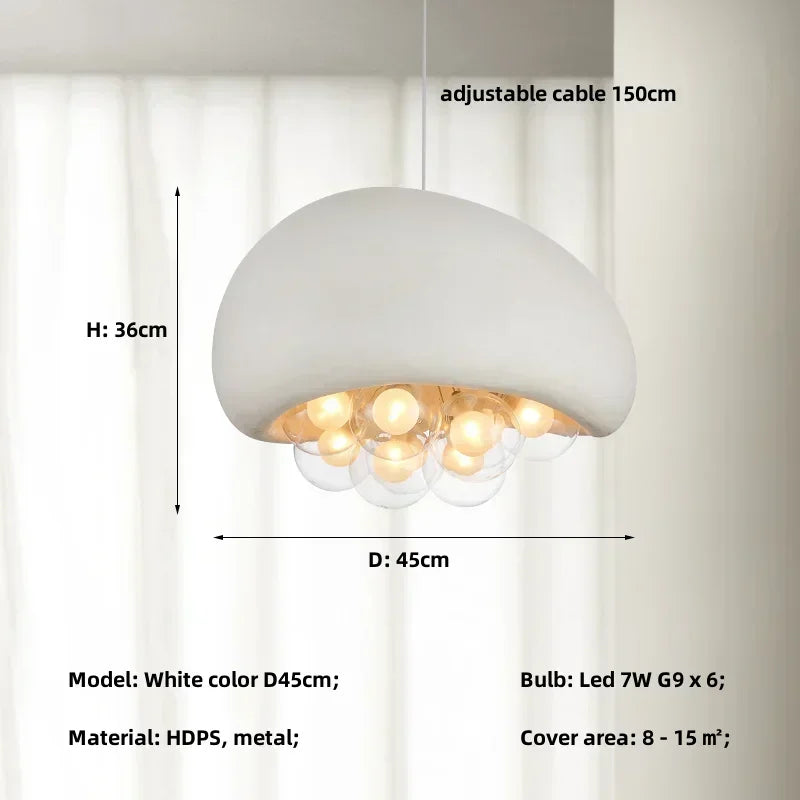 lustre suspendu minimaliste style wabi sabi avec éclairage led - vue 7 sur 12