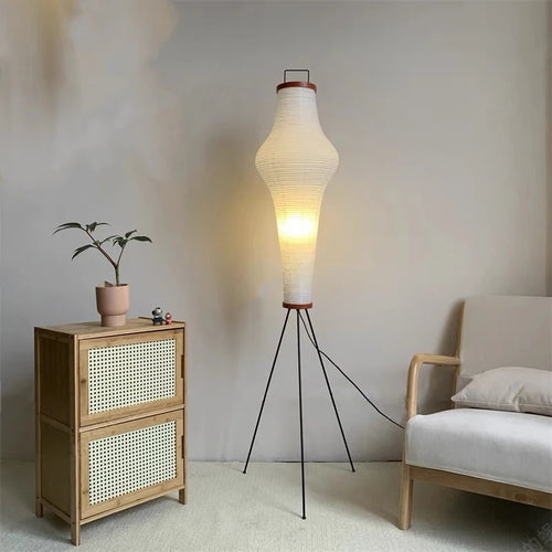 lampadaire en papier de riz design japonais pour intérieur moderne - vue 4 sur 7