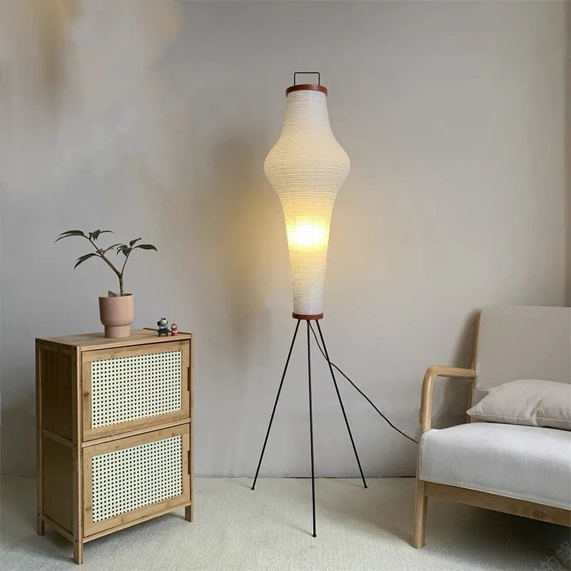 lampadaire en papier de riz design japonais pour intérieur moderne - vue 3 sur 7