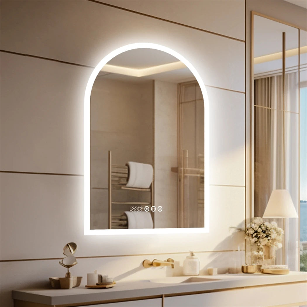 miroir LED arqué intelligent avec affichage température et heure antibuée - vue 7 sur 7