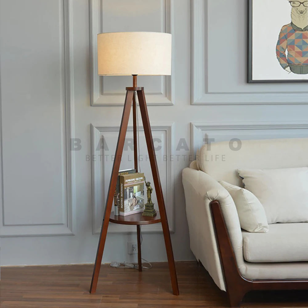 Lampadaire en bois moderne lampe sur pied nordique Art déco lampadaires pour salon LED canapé lampadaires café support décoratif - vue 3 sur 8