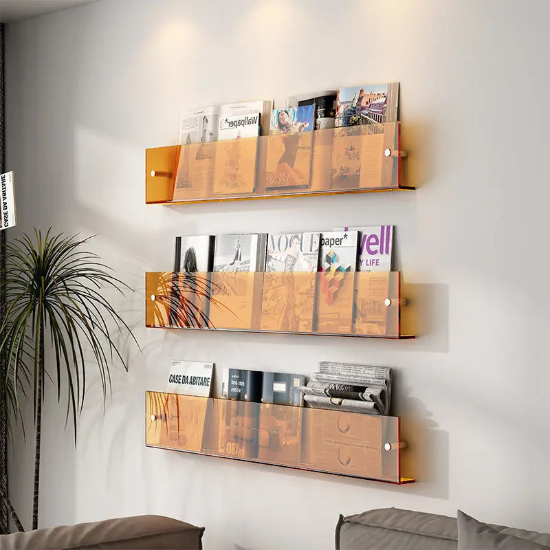 étagère à livres en acrylique support de rangement mural design moderne - vue 1 sur 17