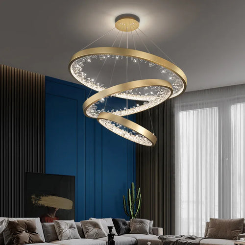 Plafonnier LED suspendu en cristal de luxe au design moderne - vue 2 sur 17