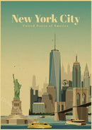 affiche rétro des villes du monde art mural décoratif