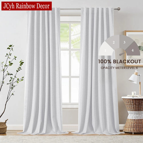 Rideau occultant aspect lin moderne pour chambre salon - vue 2 sur 8