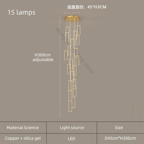 lustre moderne en cuivre avec éclairage LED design élégant - vue 22 sur 24