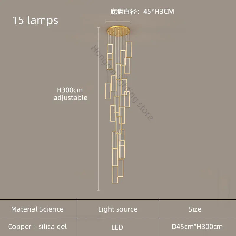 lustre moderne en cuivre avec éclairage LED design élégant - vue 21 sur 24