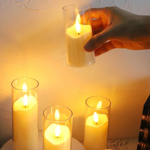 lot de 6 bougies led sans flamme en verre pour mariage et noël - vue 3 sur 9
