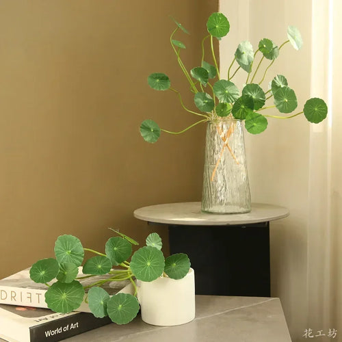 plante artificielle décoration verte feuilles lotus pour intérieur et extérieur - vue 4 sur 7