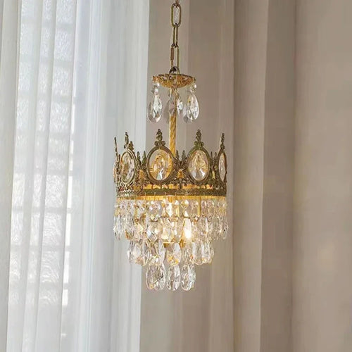 suspension dorée en cristal pour décoration intérieure élégante - vue 3 sur 7