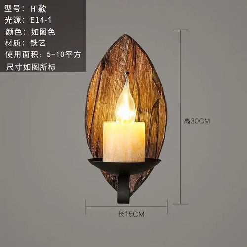 Applique murale LED industrielle rétro en bois - vue 20 sur 21