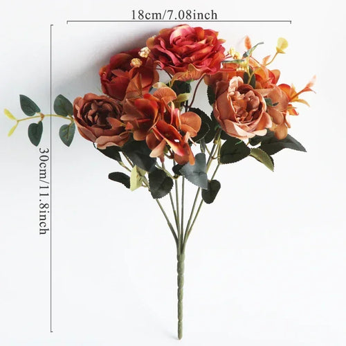bouquet de pivoines roses en soie pour décoration intérieure - vue 3 sur 12