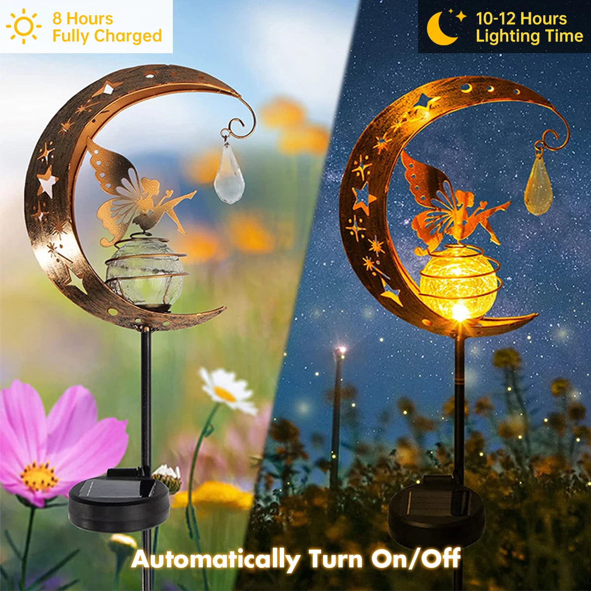 lampes solaires en verre pour jardin féérique décor extérieur - vue 3 sur 9