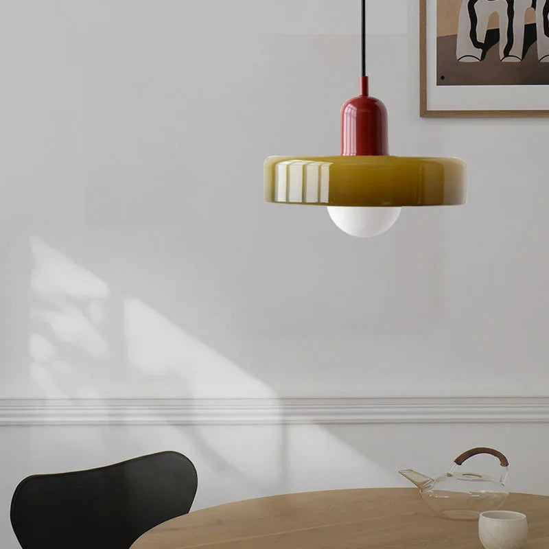 lustre moderne suspendu en verre coloré pour intérieur - vue 3 sur 20