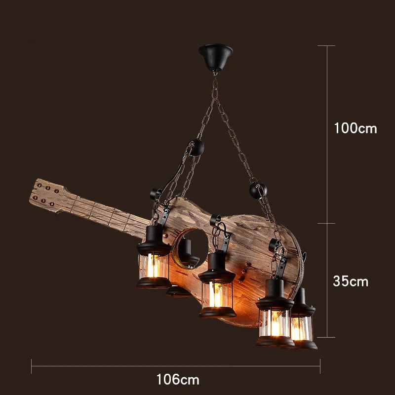lustre rétro en bois style industriel pour café et restaurant - vue 21 sur 24