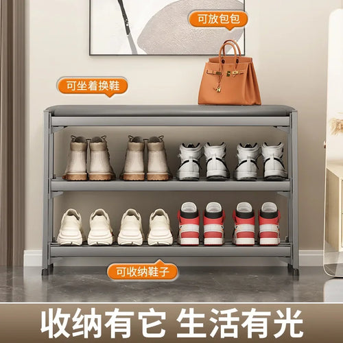 banc à chaussures rembourré en mousse avec rangement pratique - vue 2 sur 5