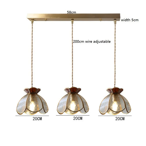 Suspension vintage en cuivre avec abat-jour en verre fait main - vue 17 sur 21