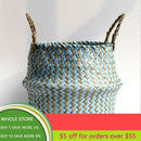 panier de rangement pliable en osier fait main patchwork seagrass
