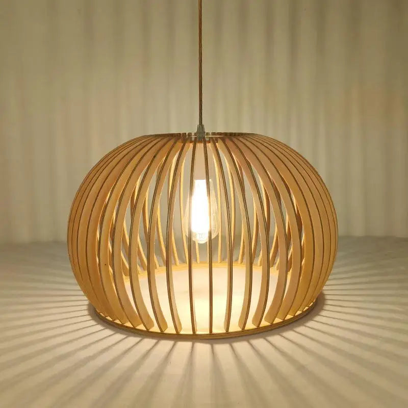 cage à oiseaux en bois luminaire suspension tom bois - vue 4 sur 9