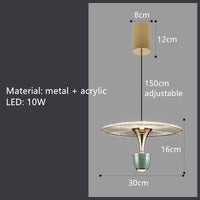 suspension led rond acrylique avec cordon réglable