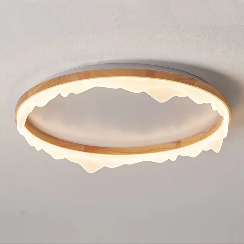plafonnier en bois intelligent avec anneaux à led moderne - vue 6 sur 10