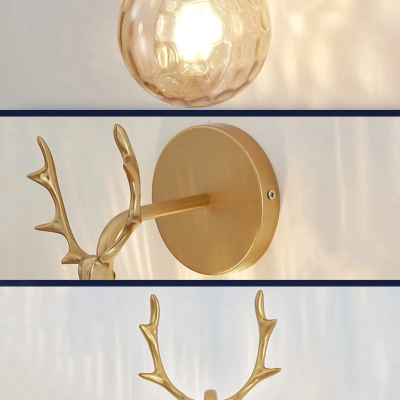 applique murale led rétro boule de verre décorative veilleuse - vue 6 sur 16