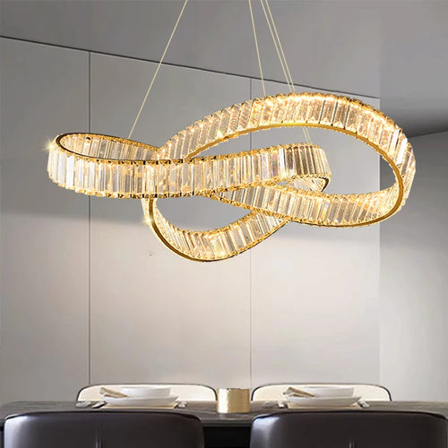 lustre suspendu en cristal spirale minimaliste moderne à led - vue 3 sur 9