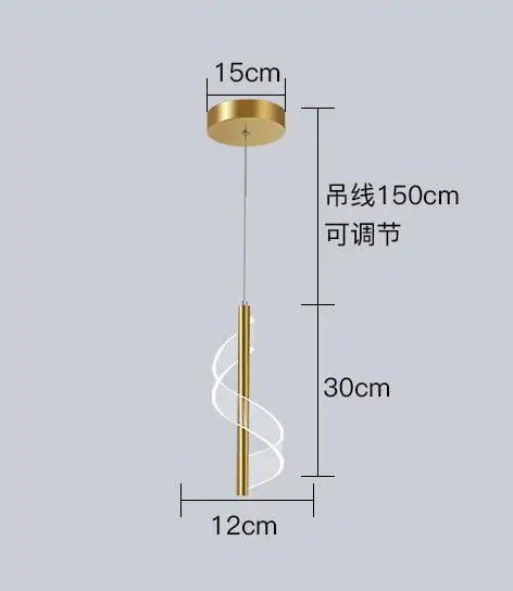 suspension led design en forme de s pour décoration intérieure élégante - vue 8 sur 8