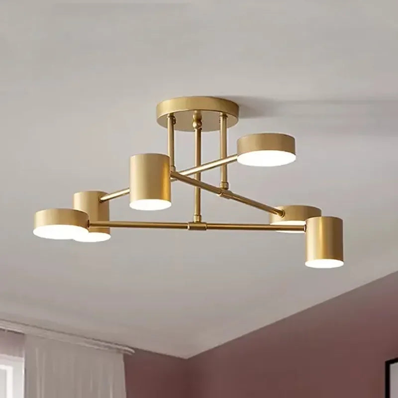 lustre led moderne semi-noir blanc or intérieur salon manger chambre - vue 1 sur 16