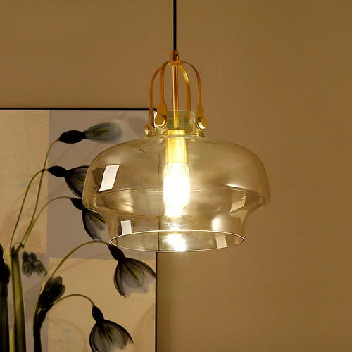 suspension en verre nordique leds décoration moderne - vue 3 sur 9