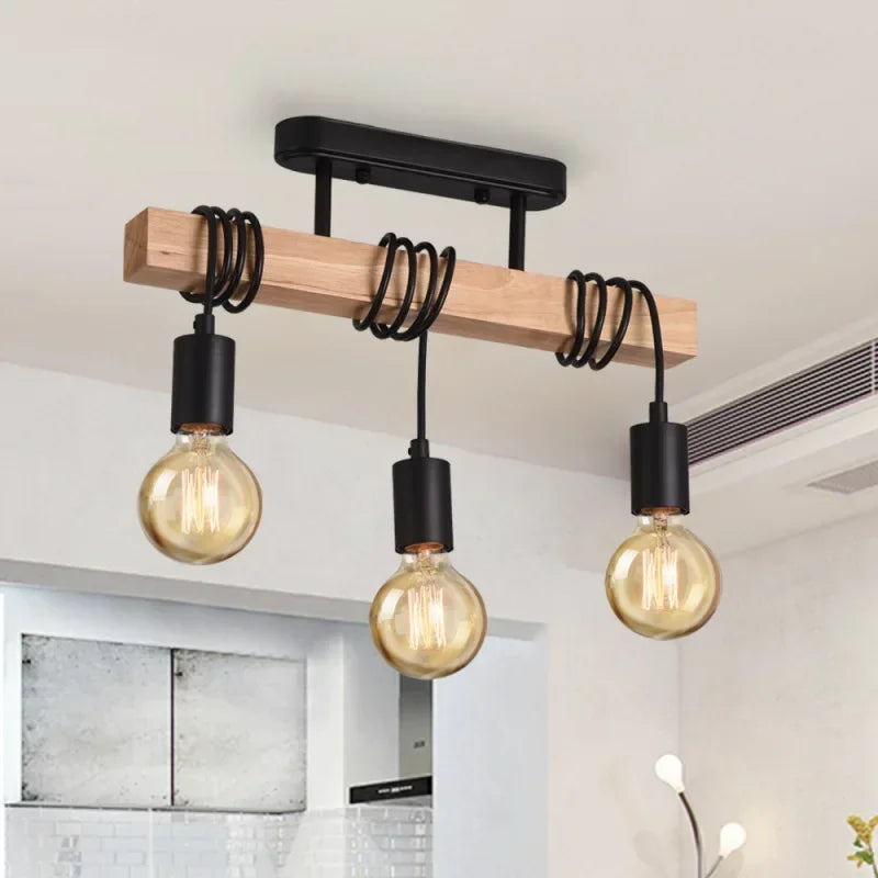 suspension double usage en bois art américain rétro décoratif - vue 3 sur 6