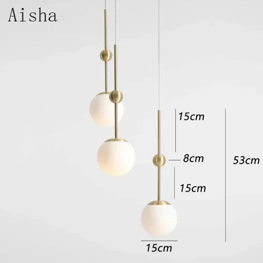 lustre en verre doré design créatif trois têtes éclairage moderne - vue 6 sur 9