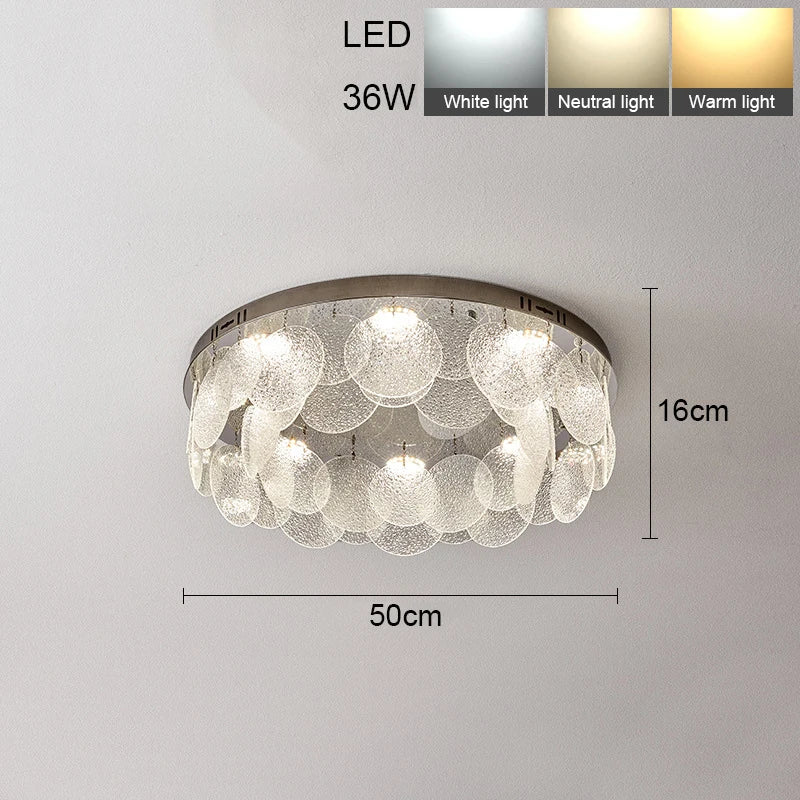 Plafonnier Led rond en verre et cristal - vue 8 sur 10