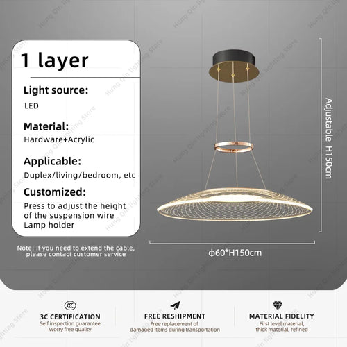 lustre suspendu en aluminium à led pour intérieur - vue 10 sur 12