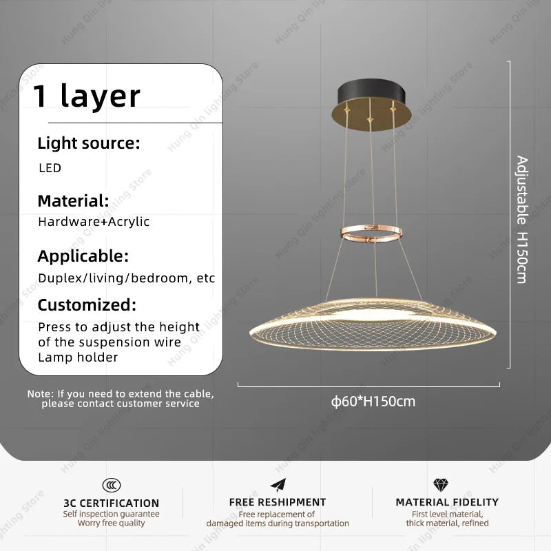 lustre suspendu en aluminium à led pour intérieur - vue 9 sur 12