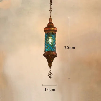 lustre industriel rétro en fer et verre coloré pour établissements asiatiques - vue 13 sur 14