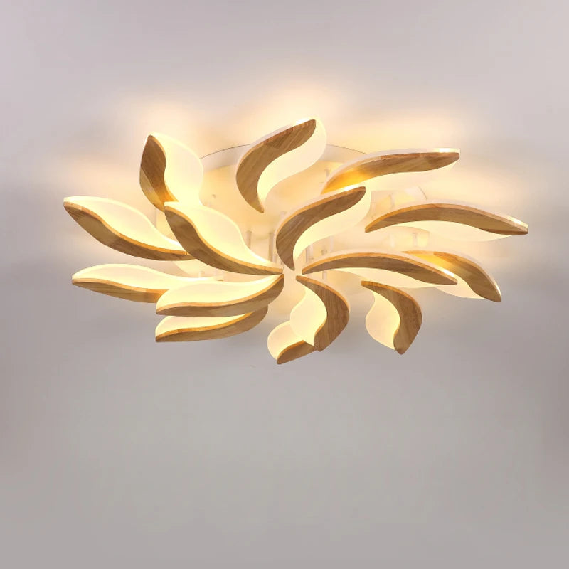 lustre moderne en bois et acrylique pour intérieur - vue 4 sur 12