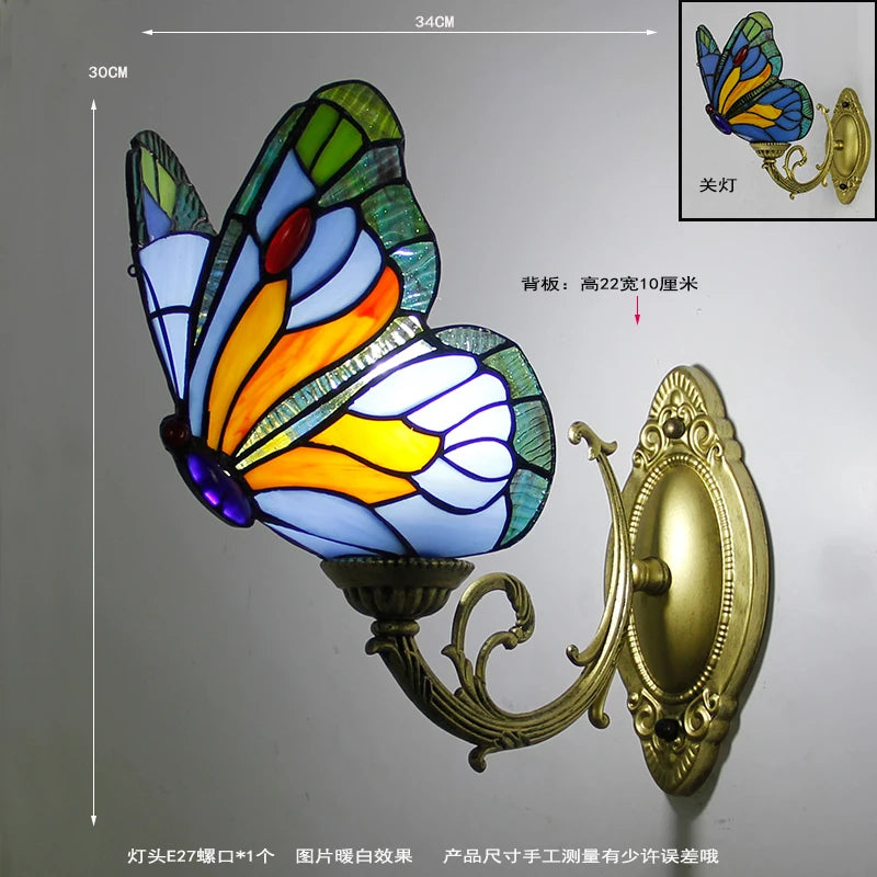 applique murale tiffany papillon décor méditerranéen vitrail miroir - vue 13 sur 13
