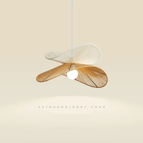 suspension japonaise tressée à la main luminaire décoratif en bois - vue 2 sur 10