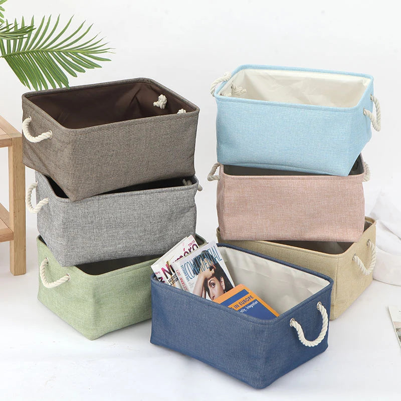 boîte de rangement en lin pour vêtements et jouets divers - vue 6 sur 12